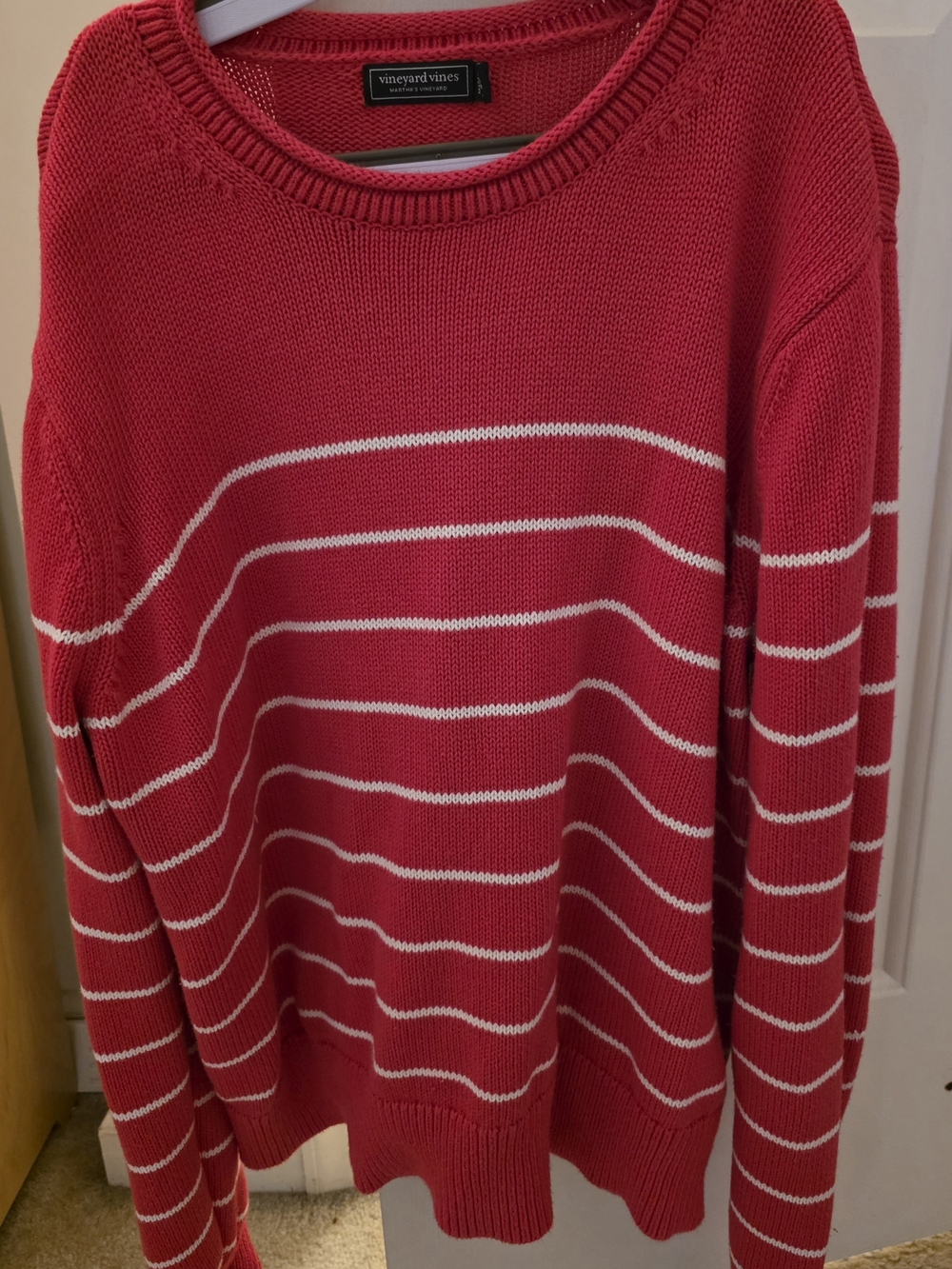 Vineyard Vines Womens Small Pink-Red and White Striped Sweater